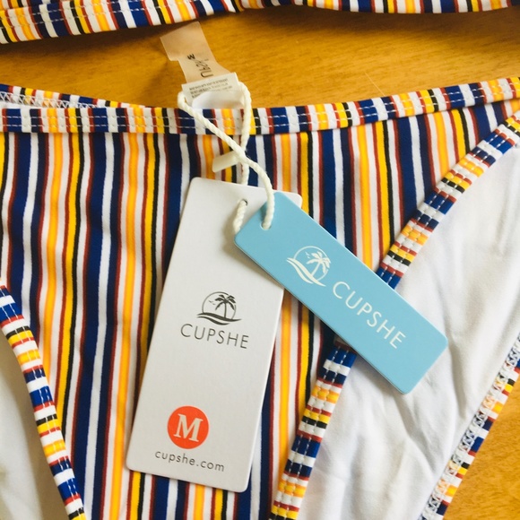 Cupshe striped 2 piece/bikini - sz M - Picture 3 of 6